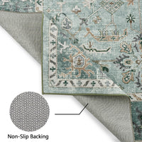 Tappeto Garvee di ispirazione vintage 200x290 cm lavabile antiscivolo morbido cashmere-cotone supporto TPR boho soggiorno camera da letto multicolore