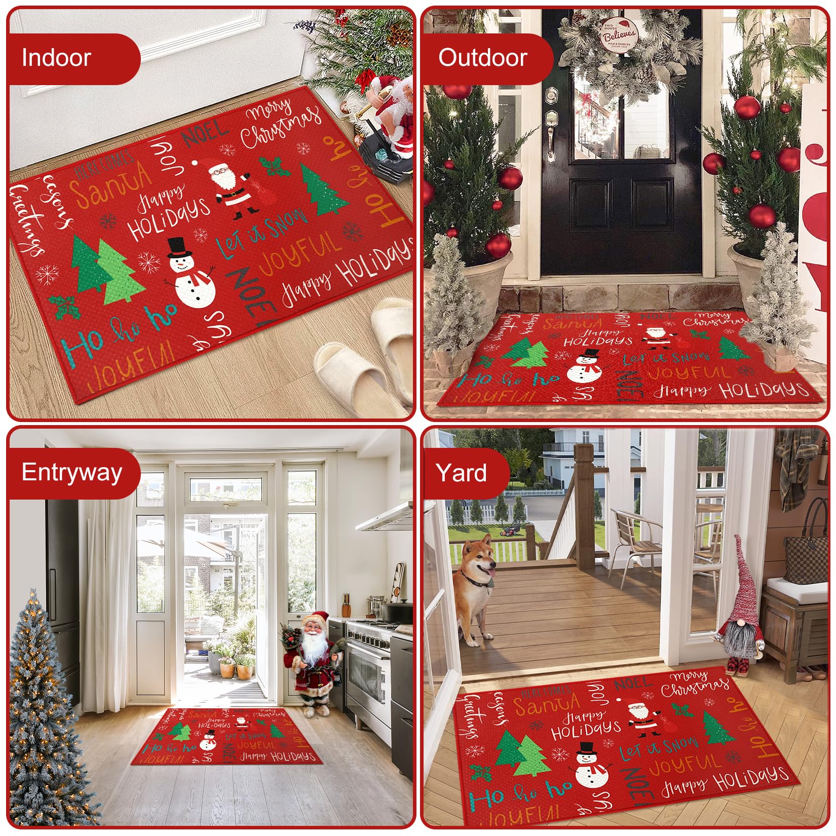 Zerbino natalizio Garvee per esterni in lino 40x60 cm, antiscivolo, assorbente, per l'ingresso della casa