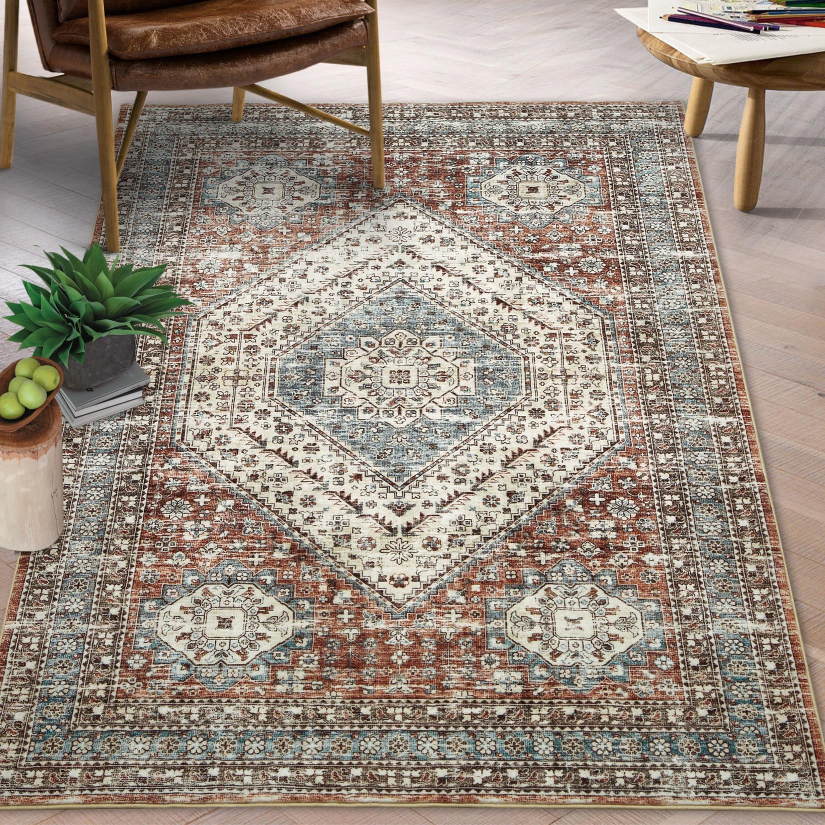 Tappeto lavabile Garvee, facile da pulire, antiscivolo, per camera da letto e soggiorno, 80x150 cm, marrone