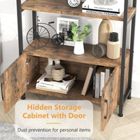 Scaffale ad arco Garvee a 4 ripiani con ante, struttura in metallo industriale, 71,5 pollici, design aperto, marrone per soggiorno e ufficio