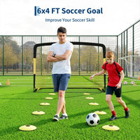 Porte da calcio Garvee, configurazione da 2, 6x4 piedi, porte da calcio pop-up, tessuto Oxford 450D, fibra di vetro da 10 mm, rete in poliestere, portatile, per allenamento e giardino