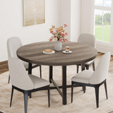 Garvee Tavolo da Pranzo Rotondo 119 cm per 4-6 Persone, Struttura Metallica Industriale, Piano MDF Rovere, Salvaspazio Nero - Grigio