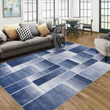 Tappeto moderno a pelo corto Garvee con taglio sagomato, motivo geometrico per soggiorno e camera da letto, 200x290 cm, blu - Blu