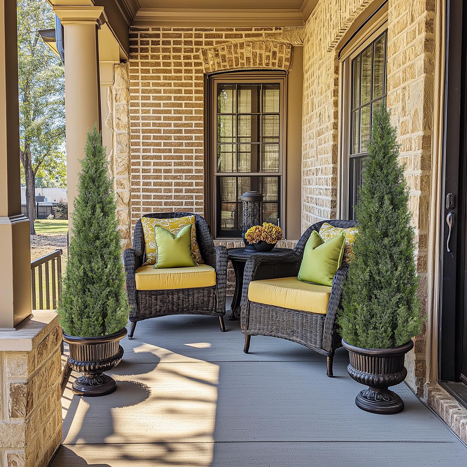 Alberi artificiali di cedro topiato Garvee da 4 piedi, resistenti alle intemperie, materiale di alta qualità per uso in giardino e in interni, set da 2, verde