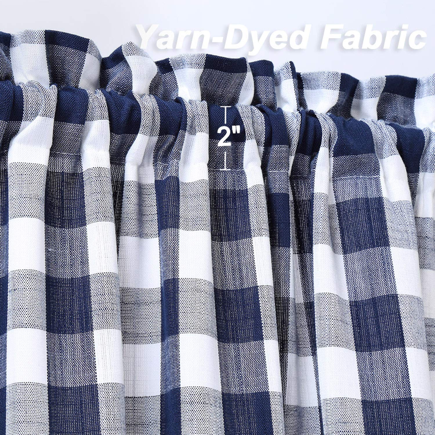 Tende corte Garvee per finestre di bar con motivo a quadri Gingham, filtranti per la luce, facili da pulire, 56"x15", poliestere, per cucina e camera da letto