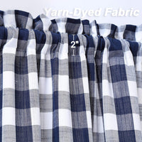 Tende corte Garvee per finestre di bar con motivo a quadri Gingham, filtranti per la luce, facili da pulire, 56"x15", poliestere, per cucina e camera da letto