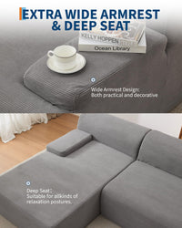 Divano componibile Garvee Cloud da 108" con chaise longue, divano ultra morbido senza osso, tessuto in velluto a coste, a forma di L, super soffice, soggiorno