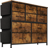 Cassettiera GARVEE per camera da letto, mobiletto portaoggetti in tessuto con struttura in metallo, cassettiera moderna decorativa in legno con 10 cassetti per camera da letto, corridoio, marrone - Marrone