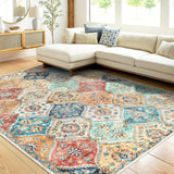 Tappeto da corridoio Garvee 160 x 230 cm, lavabile, motivo floreale vintage, per camera da letto e cucina, antiscivolo - Arancione