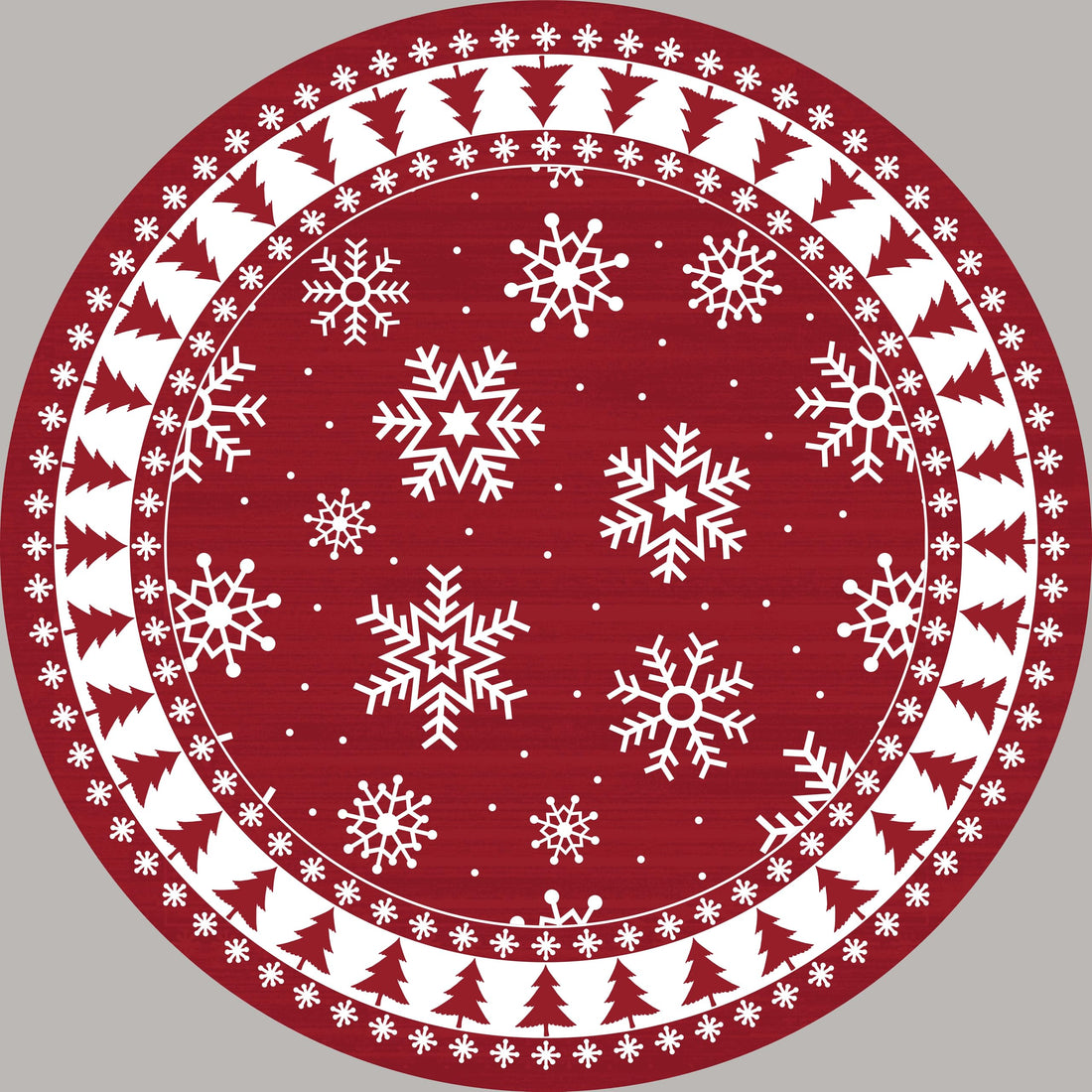 Tappeto natalizio rotondo Garvee, antiscivolo, rosso con fiocco di neve, per ingresso, 120 cm