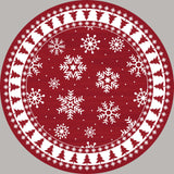Tappeto natalizio rotondo Garvee, antiscivolo, rosso con fiocco di neve, per ingresso, 120 cm - Rosso
