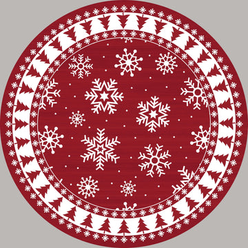 Tappeto natalizio rotondo Garvee, antiscivolo, rosso con fiocco di neve, per ingresso, 120 cm
