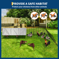 Garvee Mobile Chicken Run con copertura, struttura in acciaio, telone impermeabile per giardino e cortile, telaio angolare regolabile, recinto sicuro all'aperto, robusto e versatile