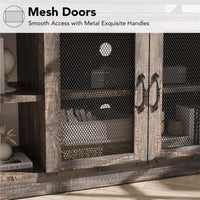 Mobile TV Garvee Farmhouse per TV da 65/75 pollici con ante in rete, consolle multimediale industriale, mobili per soggiorno, legno resistente