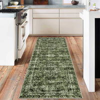 Tappeto a pelo corto Garvee verde 200 x 290 cm Boho moderno vintage soggiorno camera da letto grande tappeto lavabile