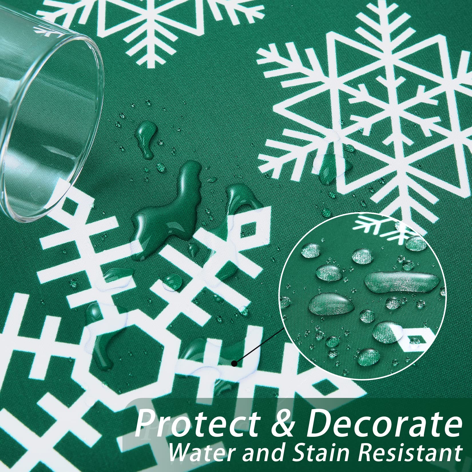 Tovaglia natalizia Garvee, quadrata, 137x137 cm, verde, impermeabile, antimacchia, poliestere Oxford, decorazione festiva