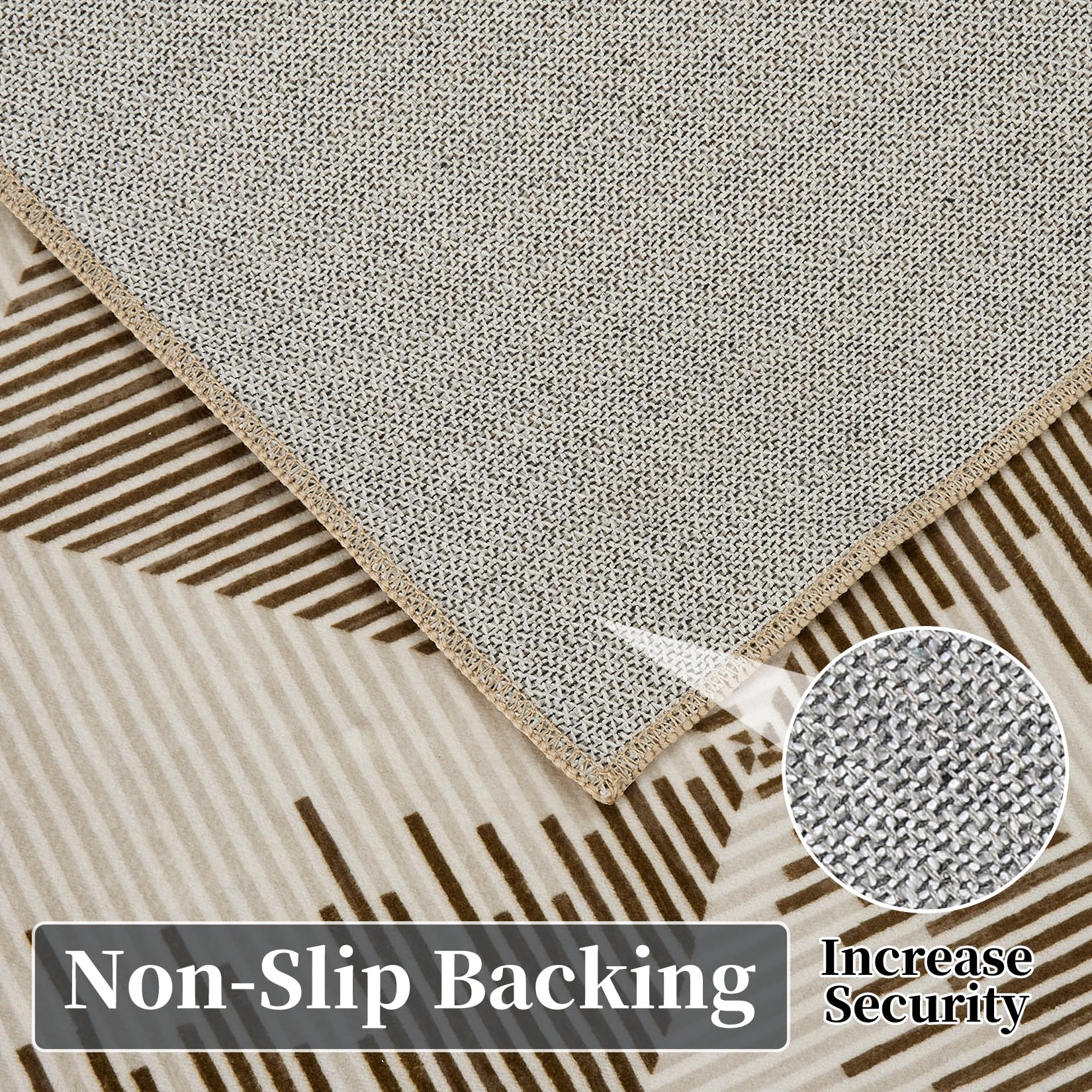 Tappeto lavabile Garvee per soggiorno 80x150cm antiscivolo in polipropilene beige per camera da letto cameretta per bambini sala da pranzo