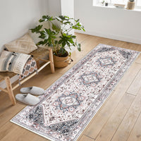 Tappeto da ingresso Garvee Runner, vintage, morbido, lavabile, antiscivolo, rosa, 60 x 230 cm