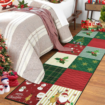 Tappeto natalizio Garvee rosso/verde antiscivolo lavabile 60 x 180 cm