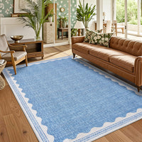 Tappeto per soggiorno Garvee grande 160x230 cm, lavabile, antiscivolo, blu