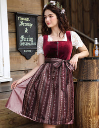 Garvee Velvet Dirndl Set 3 pezzi per donna Oktoberfest Abito tradizionale Gonna midi Nero Taglia 38