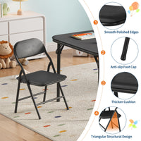 Set tavolo e sedie pieghevoli per bambini Garvee da 3 pezzi, pieghevoli con similpelle, per sala giochi e uso esterno, leggeri e sicuri