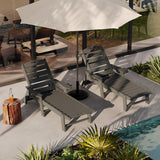 Garvee Chaise Longue da Esterno in Resina HDPE 5 Posizioni Regolabili Sedia da Giardino Oversize con Portabicchieri Integrato per Patio e Piscina Nero - Grey