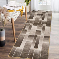 Tappeto Garvee lavabile antiscivolo a pelo corto 80 x 150 cm marrone soggiorno camera da letto