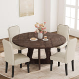 Garvee Tavolo Da Pranzo Rotondo 47" Per 4-6 Persone, Top MDF Spesso, Gambe In Legno Regolabili, Rosso-Marrone, Sala Da Pranzo