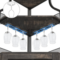 Mobiletto angolare Garvee, 5 ripiani con portabottiglie, portabicchieri, portaoggetti per soggiorno e cucina, 47 x 45 x 152 cm, grigio, salvaspazio, robusto