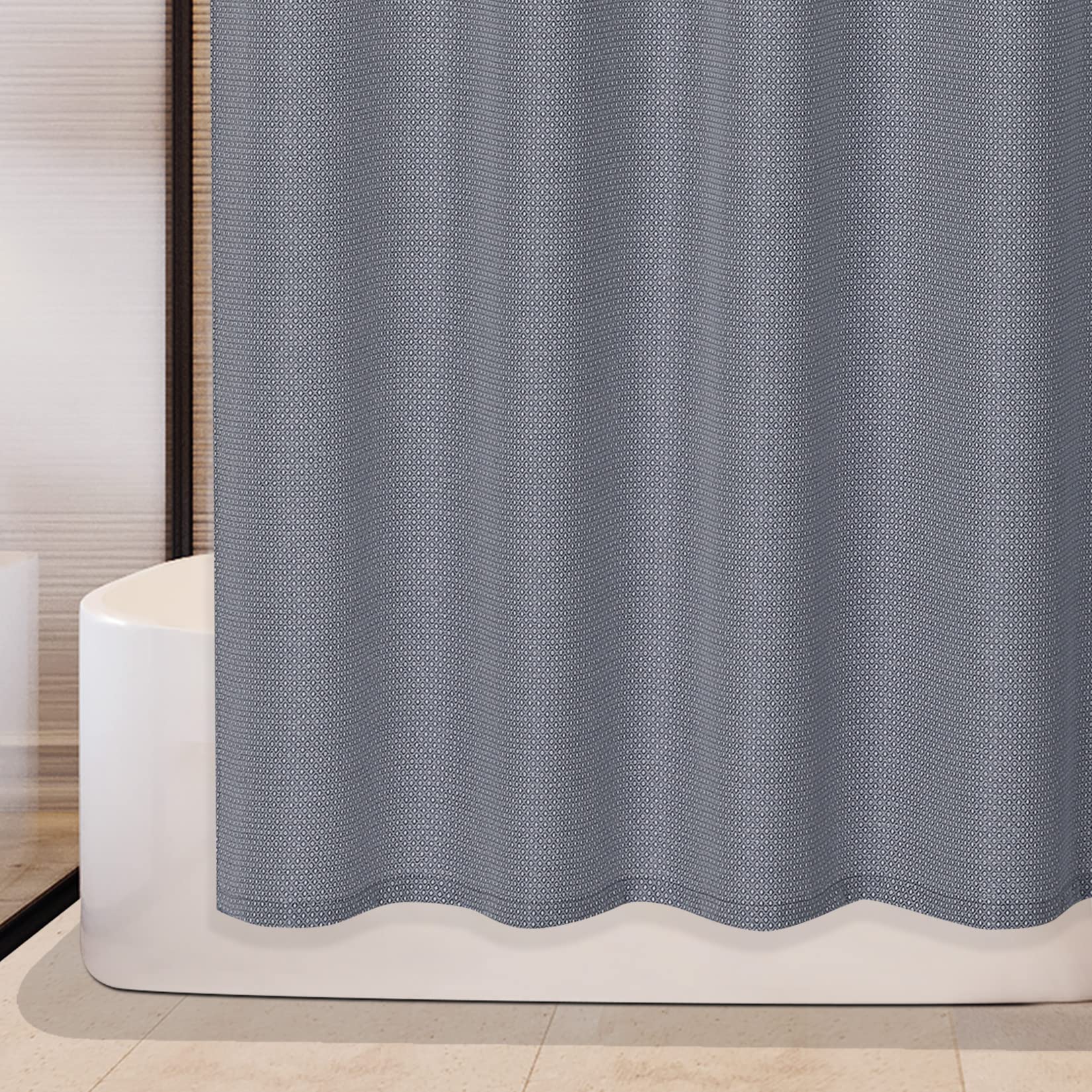 Tenda da doccia Garvee Navy in microfibra idrorepellente, resistente, 155 g/m², in poliestere, per bagno, 182,9 x 213,4 cm