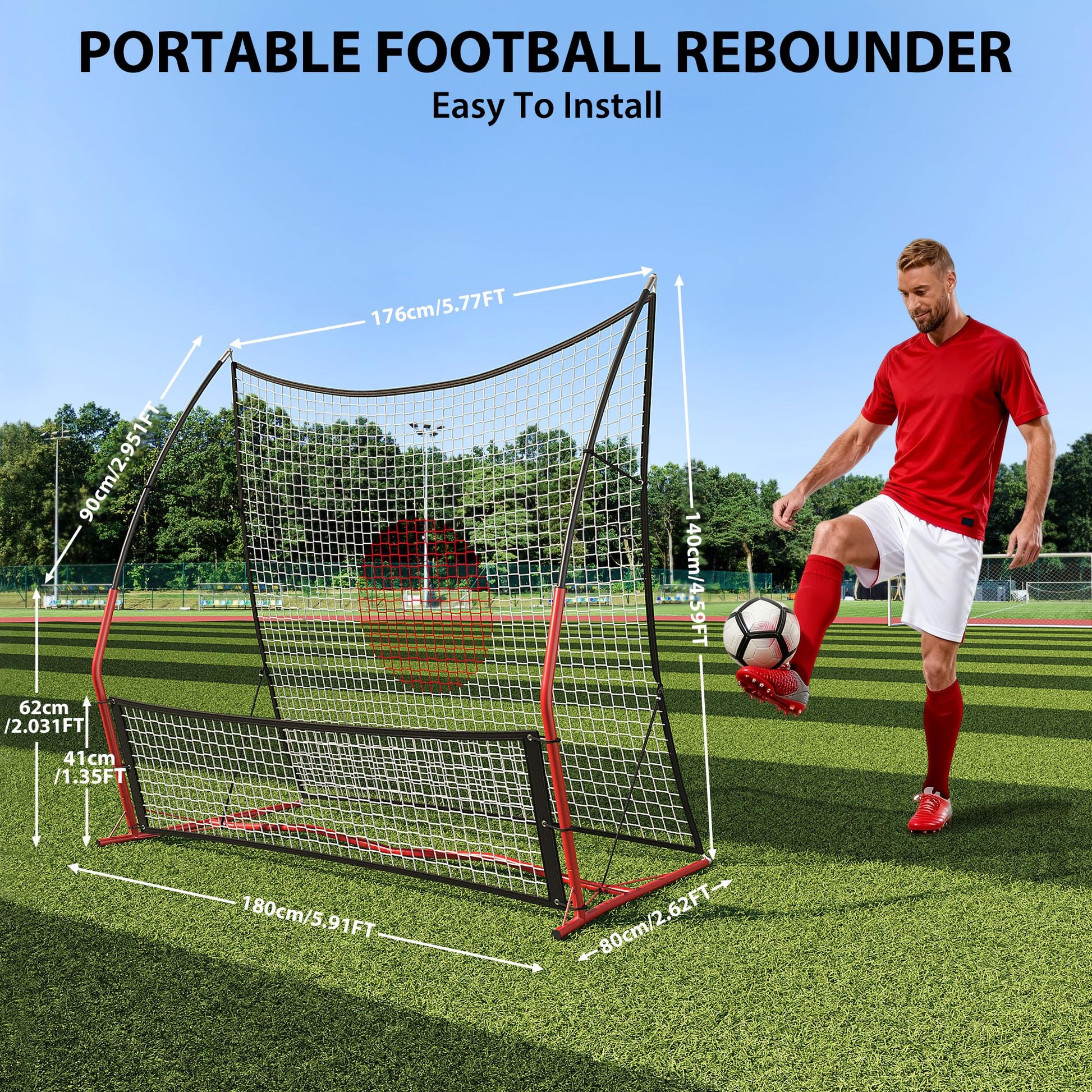 Garvee Football Rebounder 6x4 piedi – Robusto, versatile, ideale per uso interno ed esterno