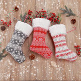 Set di 3 calze natalizie Garvee da 18 pollici con motivo a fiocco di neve, polsino in pelliccia sintetica, rosso, bianco e grigio, decorazione per camino e scala