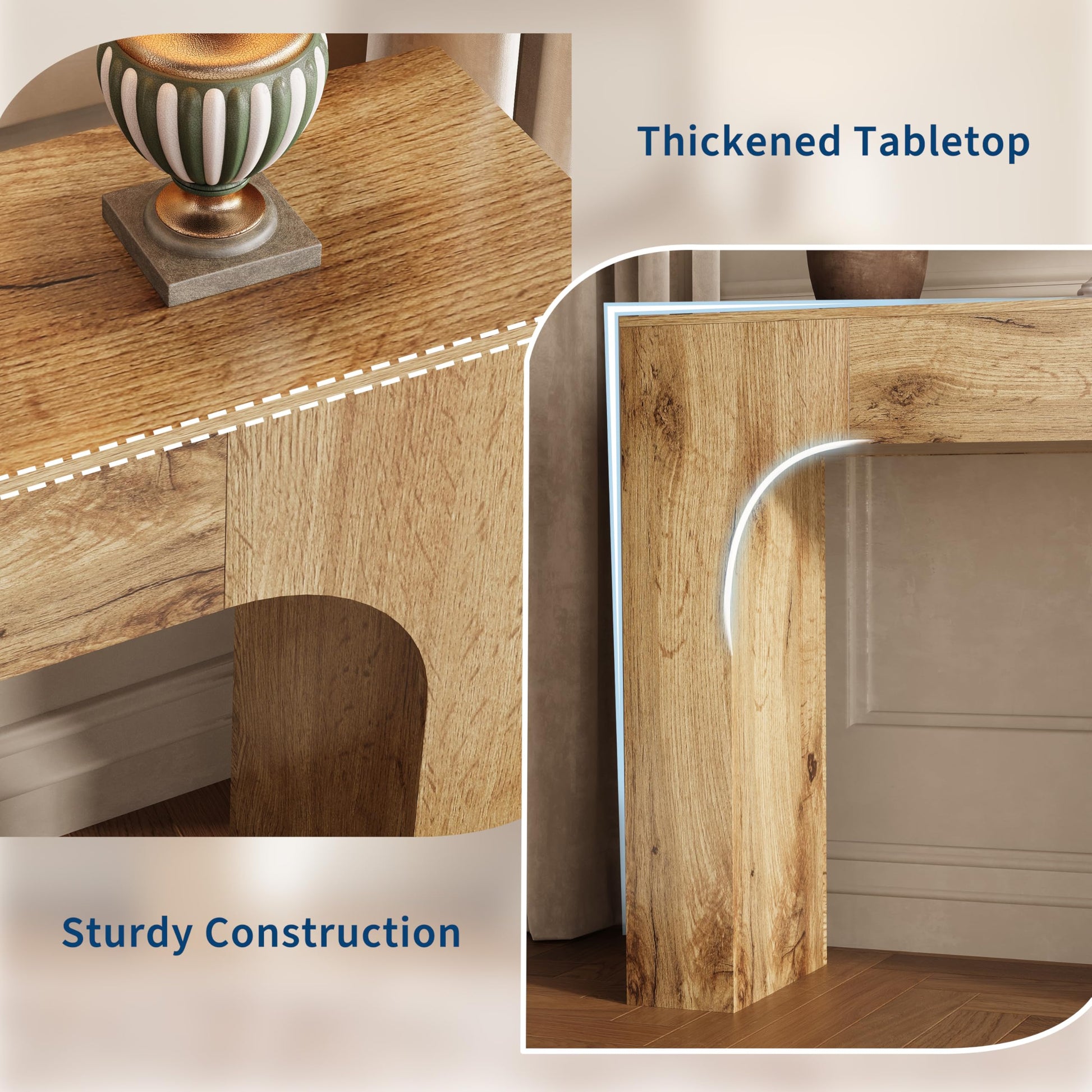 Tavolo consolle Garvee da 63 pollici in stile rustico, tavolo da divano in legno, robusto, sottile, per corridoio, soggiorno, marrone rustico