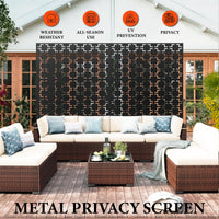 Garvee Metal Privacy Screen 72"x47" Robusto acciaio verniciato a polvere autoportante per giardino e balcone resistente alle intemperie