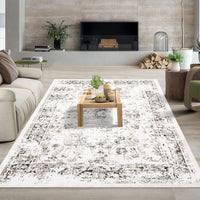 Tappeto antimacchia Garvee, lavabile in lavatrice, stile country retrò, per camera da letto, tavolo da pranzo, 120 x 170 cm, beige