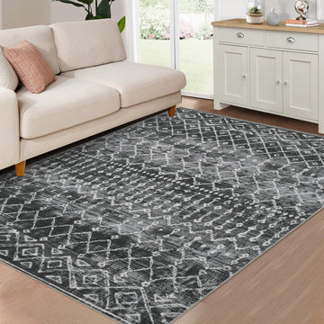 Tappeto Garvee Boho 200 x 290 cm Nero Lavabile Antiscivolo