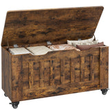 Garvee Cassapanca in Legno 100 cm con Ruote e Cerniere di Sicurezza, Capacità 159 kg, Design Rustico per Ingresso e Soggiorno