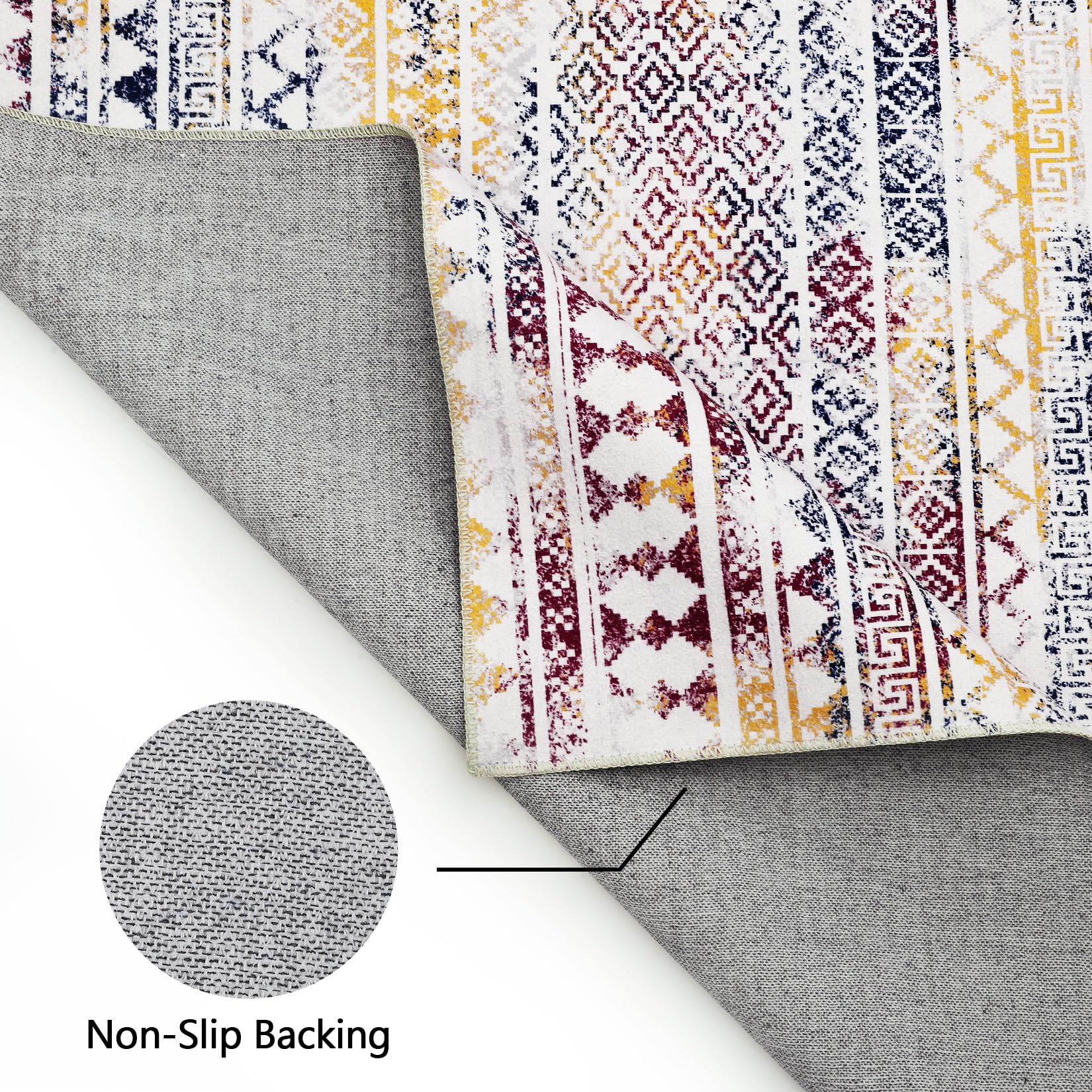 Garvee Tappeto Corridore Boho Impermeabile 160x230 cm - Lavabile, Antiscivolo, Design Geometrico Marocchino, Poliestere Basso Pelo, Per Soggiorno, Camera, Sala da Pranzo