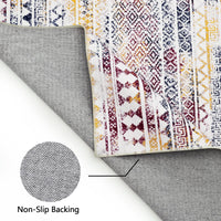 Garvee Läuferteppich Boho Waschbar Rutschfest Polyester Niedriger Flor Geometrisches Muster 160x200cm Wohnzimmer Büro