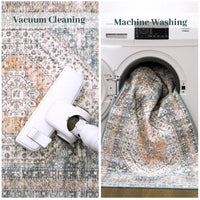 Tappeto vintage Garvee Easy Clean con supporto antiscivolo in TPR per camera da letto e soggiorno, 120x170 cm, verde