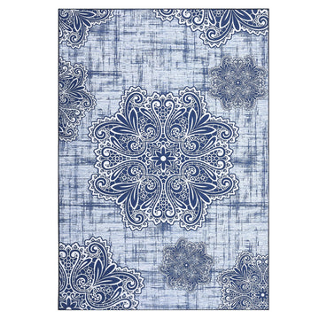 Tappeti lavabili Garvee Tappeti morbidi antiscivolo per soggiorno Camera da letto Sala da pranzo 80x150 cm Blu