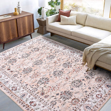 Tappeto lavabile Garvee di grandi dimensioni, resistente all'acqua e tutte le macchie, stile vintage, antiscivolo, motivo orientale, 200x290 cm, per soggiorno e camera da letto