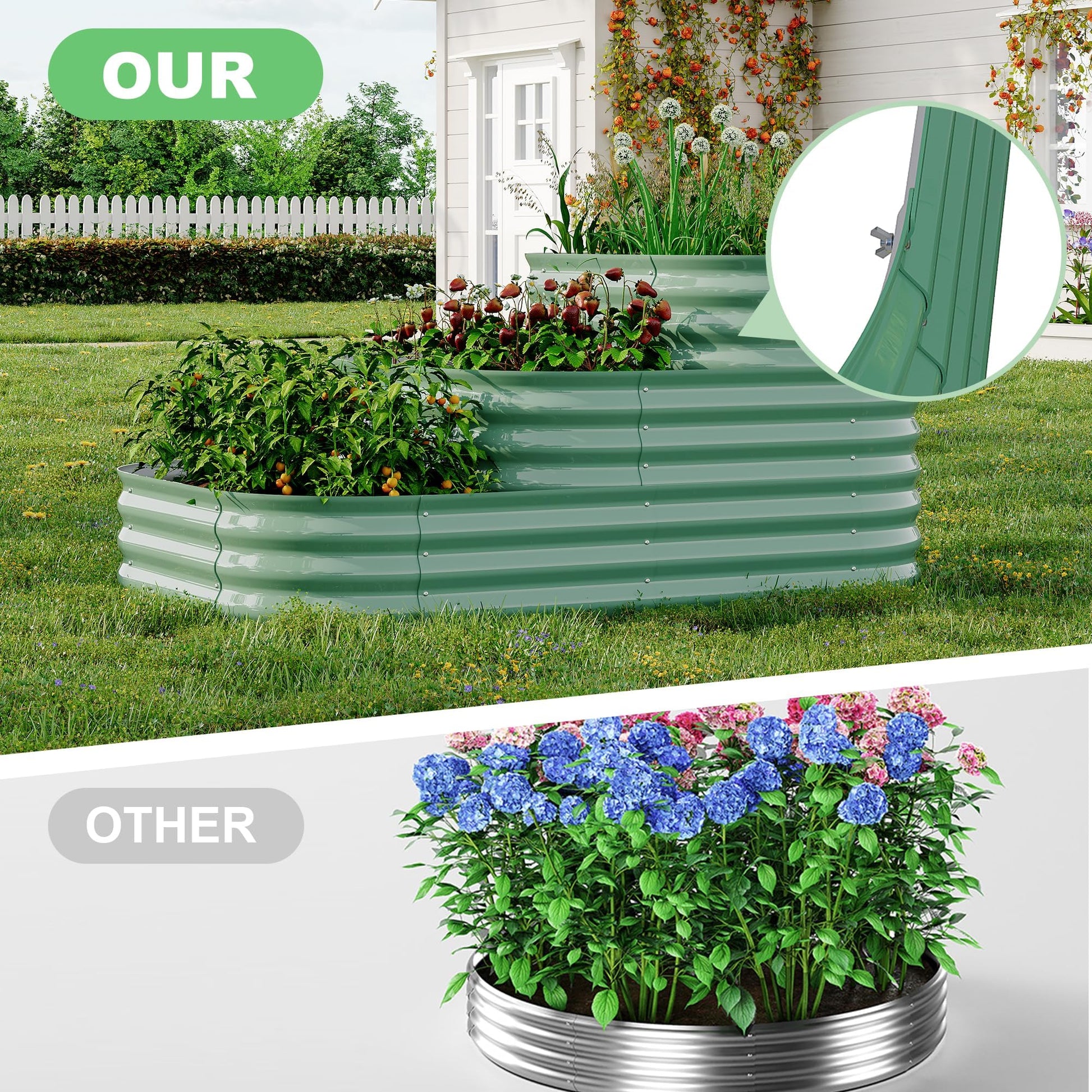 Kit da giardino rialzato in acciaio inossidabile Garvee, 61x42x31 cm, per verdure e erbe aromatiche da esterno