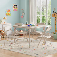 Set tavolo e sedie pieghevoli per bambini Garvee da 5 pezzi, struttura in metallo, similpelle, per sala giochi e campeggio, pieghevole, sicuro, stabile