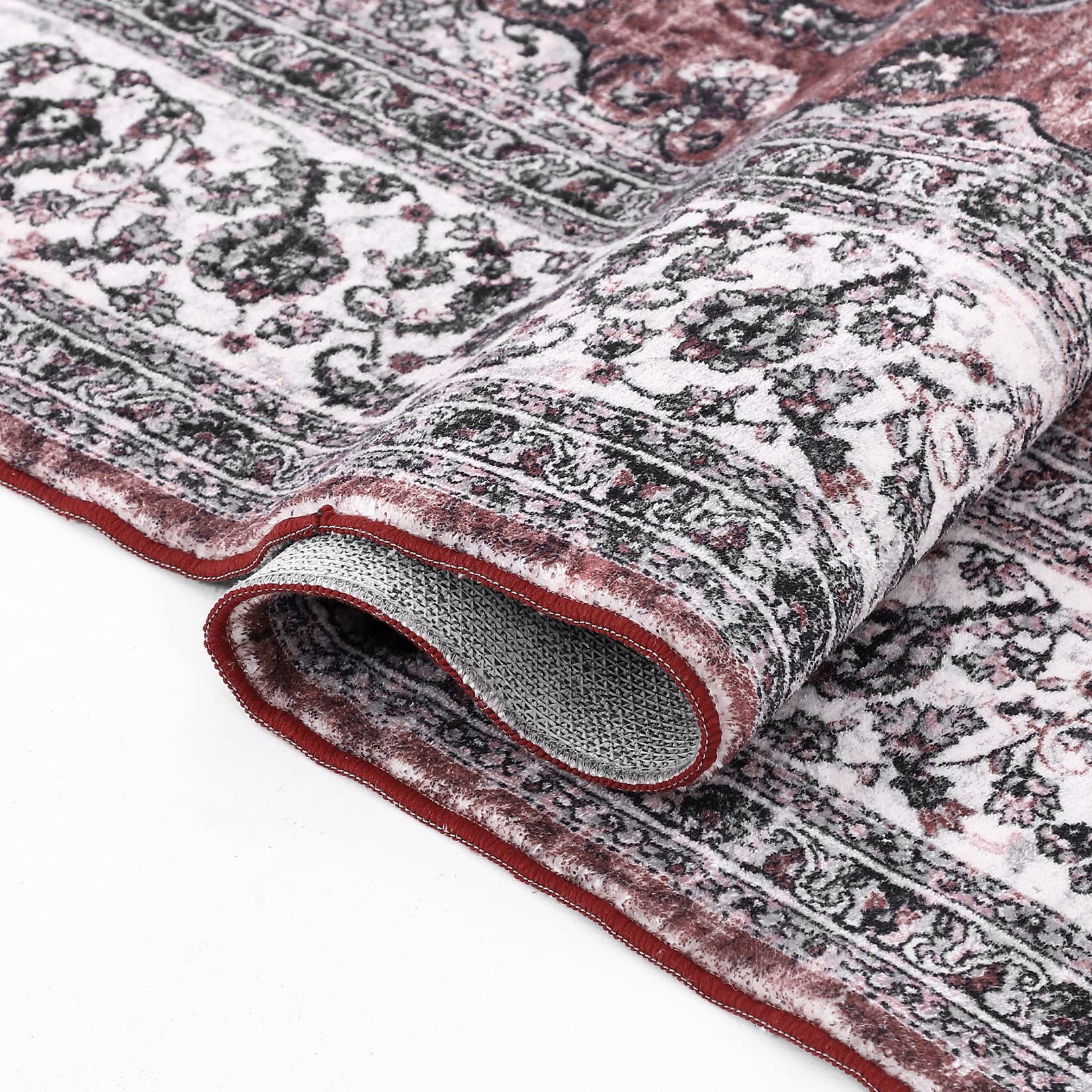 Garvee Machinewasbaar Tapijt Vlekbestendig Laagpolig Met Oosters Design Voor Binnen En Buiten 80 x 150 cm Rood