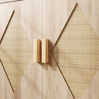 Garvee Buffet Cabinet Con 2 Decorazioni In Rattan, Mobile Contenitore In Legno Naturale Per Soggiorno E Sala Da Pranzo, Naturale