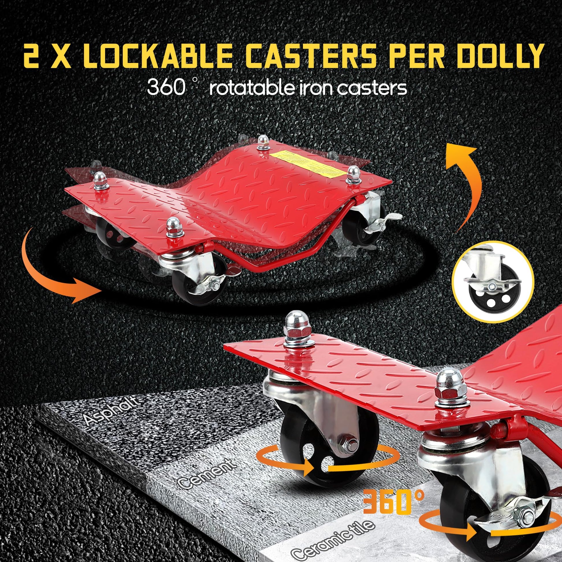 Garvee Car Dolly Set 2x 4000 LBS Capacità Ruote in acciaio per impieghi gravosi da 3" con protezioni per pneumatici per auto SUV Officina