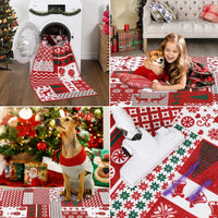 Garvee Tappeto Natalizio Antiscivolo Patchwork Rosso/Verde 120x170cm Per Soggiorno E Camera, Comfort E Sicurezza, Stile Boho Festivo