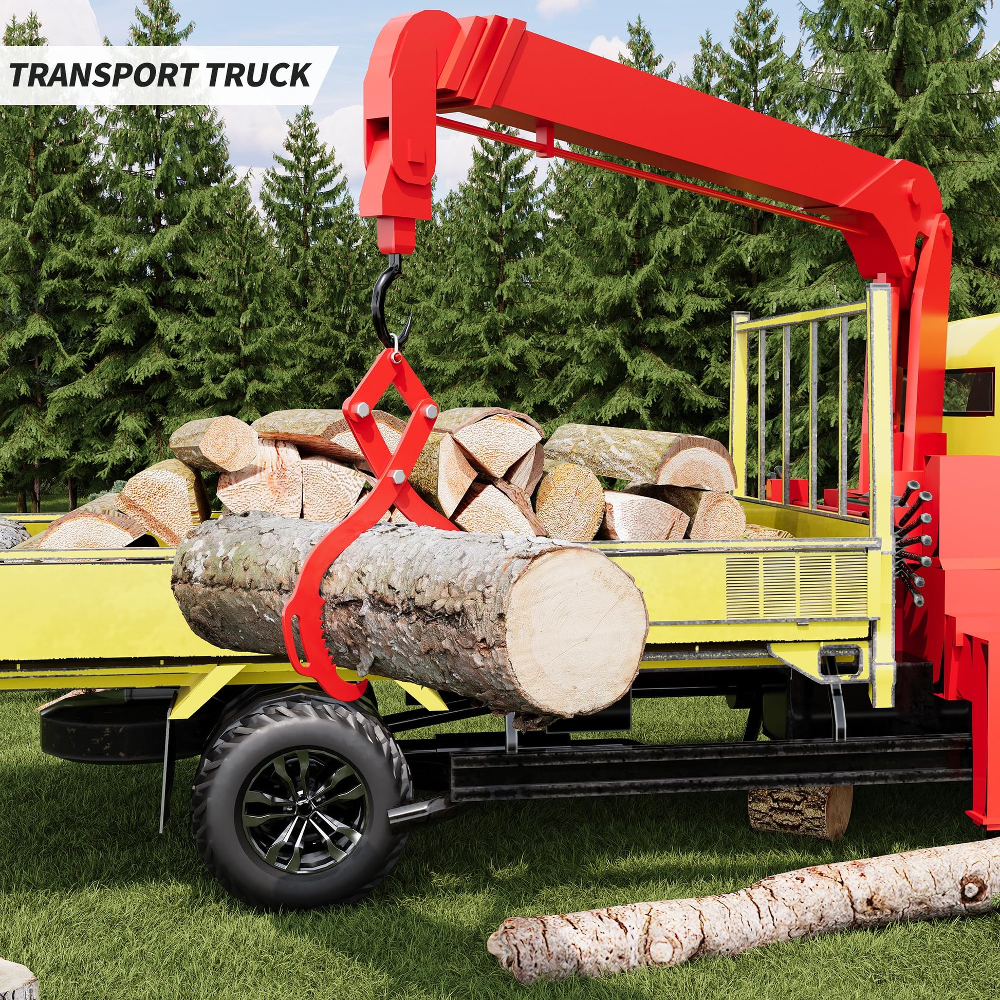 Pinza per tronchi Garvee da 32 pollici con 2 artigli seghettati, capacità di sollevamento di 2200 libbre, acciaio, rivestimento a polvere rossa, per trattori e camion